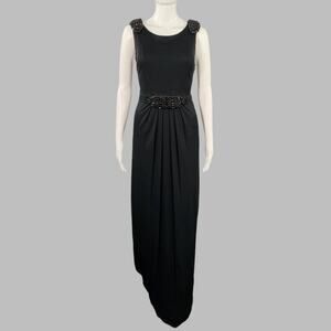 LA PERLA Size 8 Black Viscose Blend Beaded Sleeveless Long Dress